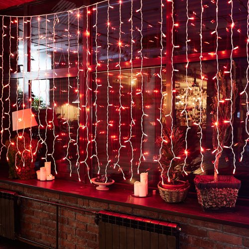 Гирлянда Занавес светодиодный с эффектом мерцания 3х2 м Соединяемый 240 светодиодов красный свет белый провод ULD-C2030-240/TWK RED IP67 - фото 5