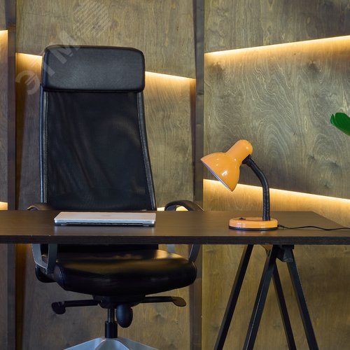 Светильник настольный. Цоколь Е27. Механический выключатель. Оранжевый. - фото 2