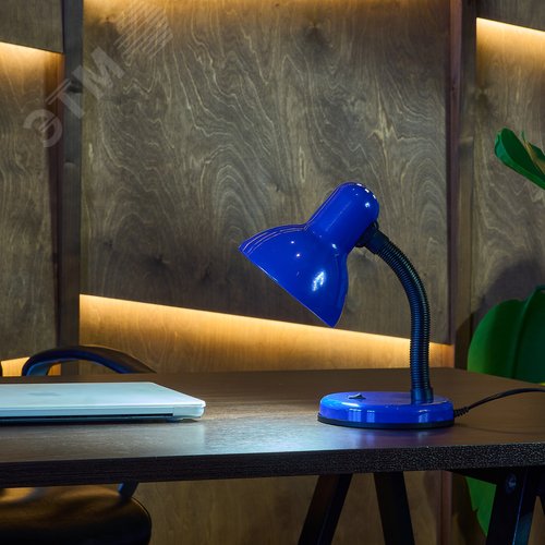 Светильник настольный. Цоколь Е27. Механический выключатель. Синий - фото 3