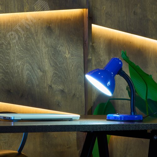 Светильник настольный. Цоколь Е27. Механический выключатель. Синий - фото 4