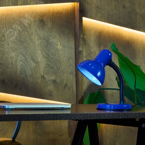 Светильник настольный. Цоколь Е27. Механический выключатель. Синий - фото 6