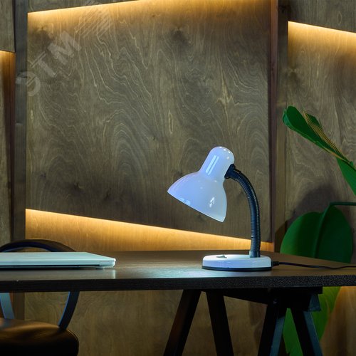 Светильник настольный. Цоколь Е27. Механический выключатель. Белый. - фото 5