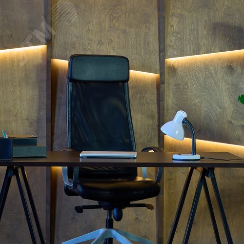 Светильник настольный. Цоколь Е27. Механический выключатель. Белый. - фото 8