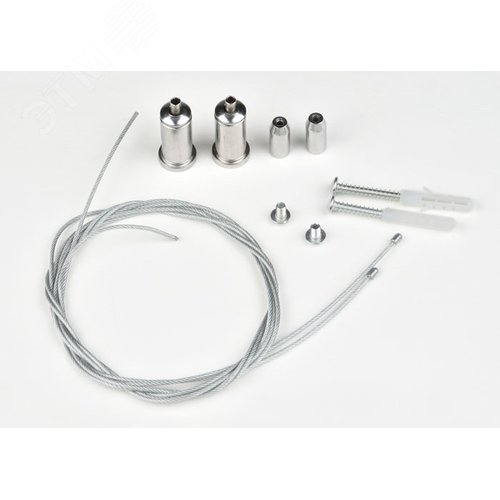 Комплект крепления для подвесного монтажа накладных светильников. Два тросика с креплениями длиной 1м UFL-H02 SILVER 100 POLYBAG - фото 3