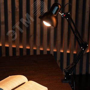 Светильник настольный TLI-221 BLACK 60Вт E27 черный,мех.выкл - фото 2