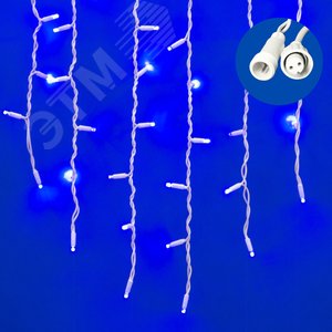 Бахрома светодиодная со статическим свечением 3м соединяемая 200 светодиодов синий свет белый провод ULD-B3010-200/SWK BLUE IP67 - фото 2