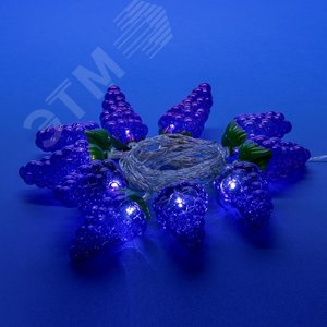 Гирлянда светодиодная на батарейках 2AA не в/к Виноград 4 м 10 светодиодов прозрачный провод ULD-S0400-010/STB/2AA WHITE IP20 GRAPES - фото 2