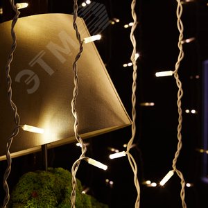 Гирлянда Занавес светодиодный с эффектом мерцания 3х2 м Соединяемый 240 светодиодов теплый белый провод - фото 3