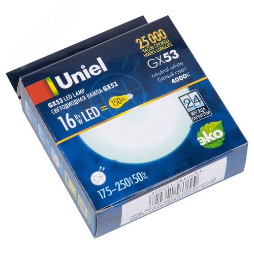 Лампа светодиодная, матовая LED-GX53-16W/NW/GX53/FR PLZ01WH, белый свет (4000K), картон ТМ - фото 7