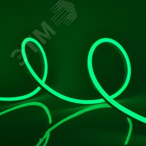 Лента светодиодная гибкий неон 8Вт/м 220В зеленый IP67 120 LED/м бобина 50м. в коробке - фото 4