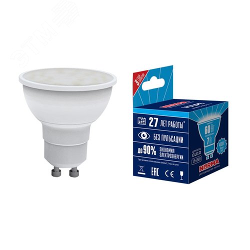Лампа светодиодная LED-JCDR-7W/NW/GU10/NR форма JCDR, матовая, Norma, (4000K) - фото 3