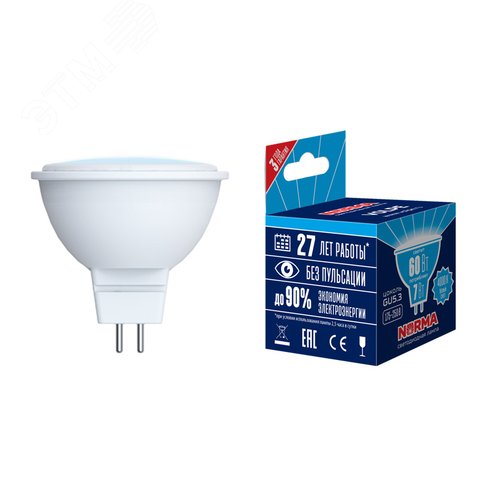 Лампа светодиодная LED-JCDR-7W/NW/GU5.3/NR форма JCDR, матовая, Norma, (4000K) - фото 2