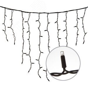 Бахрома светодиодная с эффектом мерцания 3 м соединяемая 200 светодиодов синий свет черный провод ULD-B3010-200/TBK BLUE IP67 - фото 4
