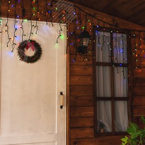 Бахрома светодиодная с эффектом мерцания 3м соединяемая 200 светодиодов разноцветный свет черный провод ULD-B3010-200/TBK MULTI IP67 - фото 2