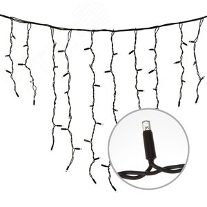 Бахрома светодиодная с эффектом мерцания 3м соединяемая 200 светодиодов теплый белый свет черный провод ULD-B3010-200/TBK WARM WHITE IP67 - фото 4