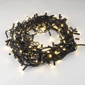 Гирлянда светодиодная с эффектом мерцания 10 м Соединяемая 120 светодиодов Теплый белый свет черный провод ULD-S1000-120/TBK WARM WHITE IP67 TM - фото 1