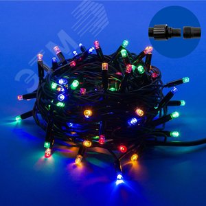 Гирлянда светодиодная с эффектом мерцания 10 м соединяемая 120 светодиодов, разноцветный свет, черный провод ULD-S1000-120/TBK MULTI IP67 - фото 2