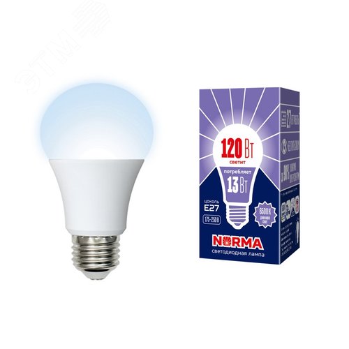 Лампа светодиодная LED-A60-13W/DW/E27/FR/NR форма A, матовая, Norma, дневной (6500K) - фото 3