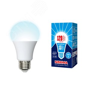 Лампа светодиодная LED-A60-13W/NW/E27/FR/NR Форма A, матовая.  Norma. (4000K). UL-00004023 Uniel