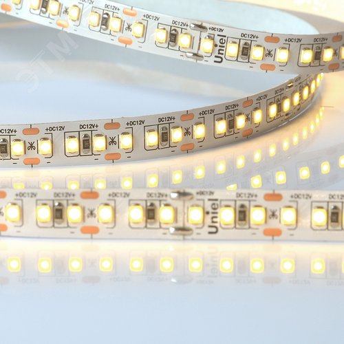 Лента гибкая светодиодная на самоклеящейся основе. ULS-M14-2835-168LED/m-10мм-IP20-DC12V-14W/m-5м-3000K PROFI Катушка 5м. в герметичной упаковке. Теплый (3000К) - фото 4