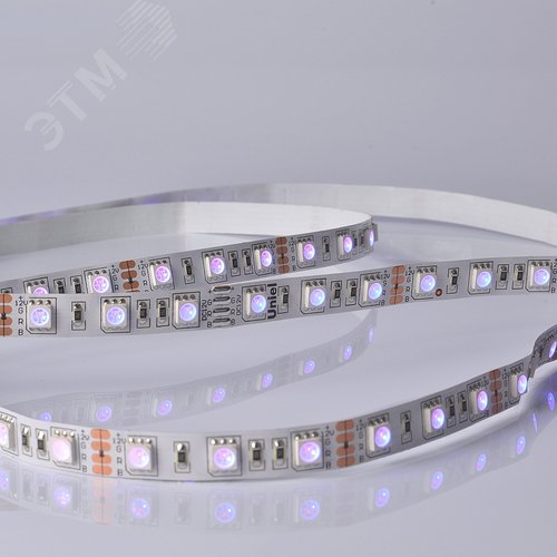 Лента светодиодная гибкая на самоклеящейся основе. ULS-M25-5050-60LED/m-10mm-IP20-DC12V-14,4W/m-5M-RGB PROFI Катушка 5 м. в герметичной упаковке. RGB - фото 2