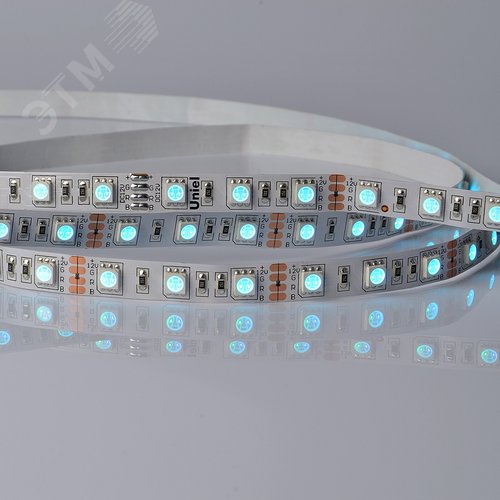 Лента светодиодная гибкая на самоклеящейся основе. ULS-M25-5050-60LED/m-10mm-IP20-DC12V-14,4W/m-5M-RGB PROFI Катушка 5 м. в герметичной упаковке. RGB - фото 3