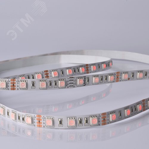 Лента светодиодная гибкая на самоклеящейся основе. ULS-M25-5050-60LED/m-10mm-IP20-DC12V-14,4W/m-5M-RGB PROFI Катушка 5 м. в герметичной упаковке. RGB - фото 4