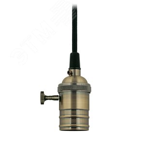 Патрон декоративный ''Vintage'' с проводом (1 м) и креплением, выключатель поворотный, алюминий, бронза - фото 3