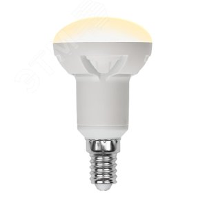 PLP01WH Лампа светодиодная, диммируемая. Форма ''Рефлектор'', матовая. Серия Яркая. Теплый белый свет (3000K). Картон. ТМ .'' LED-R50 7W/3000K/E14/FR/DIM Uniel - 2
