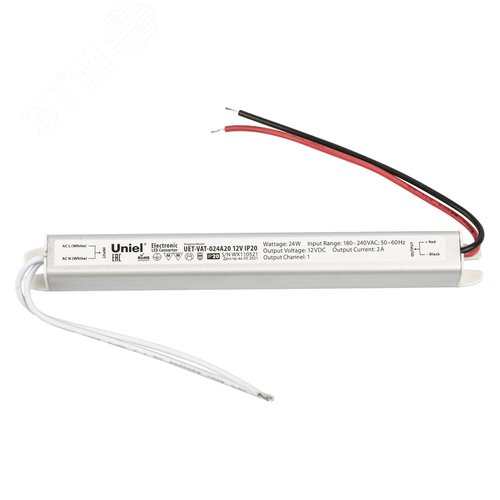 Блок питания ультратонкий 24Вт 12В Металлический корпус UET-VAT-024A20 12V IP20 - фото 1