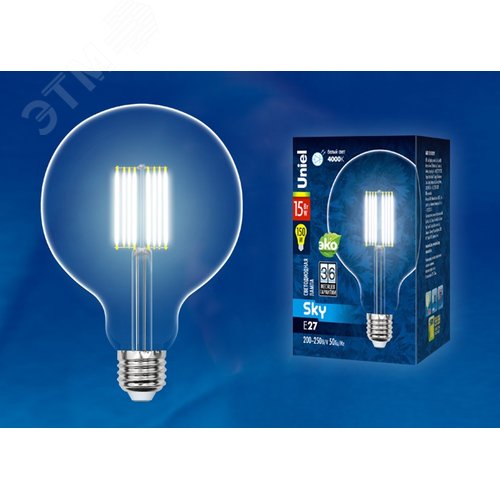 Лампа светодиодная, Форма ''шар'', прозрачная, Sky, (4000K). Картон - фото 3