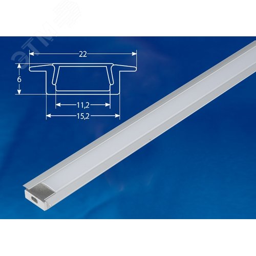 Профиль врезной алюминиевый UFE-K01 SILVER/FROZEN 200 POLYBAG с матовым рассеивателем, 200см. 2 заглушки в/к.. - фото 2