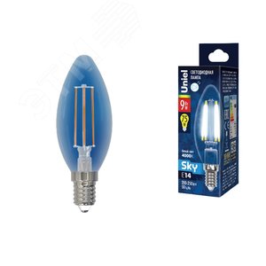 Изображение товара Лампа светодиодная Форма свеча прозрачная Sky (4000К) LED-C35-9W/4000K/E14/CL PLS02WH Картон (шт)