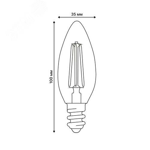 "Лампа светодиодная. Форма ""свеча"", прозрачная. Серия Sky. Белый свет (4000К). Картон LED-C35-9W/4000K/E14/CL PLS02WH " - фото 3