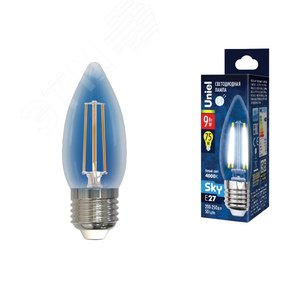 Лампа светодиодная Форма свеча прозрачная Серия Sky Белый свет (4000К) LED-C35-9W/4000K/E27/CL PLS02WH Картон ТМ - фото 1