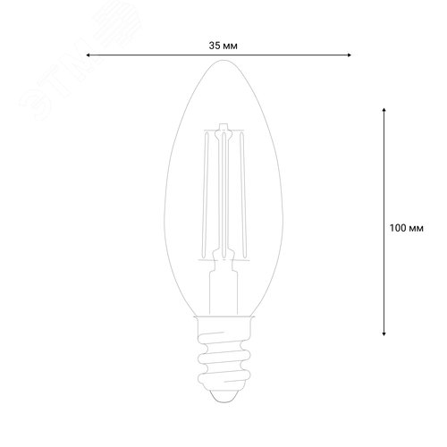 Лампа светодиодная LED-C35-9W/3000K/E14/CL/DIM GLA01TR диммируемая форма ''свеча'' прозрачная Air теплый (3000K) картон - фото 3