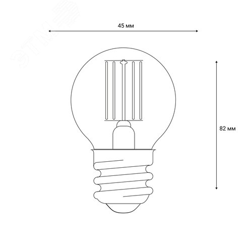 Лампа светодиодная диммируемая Форма шар LED-G45-9W/3000K/E27/CL/DIM GLA01TR прозрачная Air Теплый (3000K) Картон - фото 2