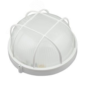 Светильник светодиодный влагозащищенный круг с решеткой дневной белый свет 6000K 600 Лм 188 мм диаметр белый корпус - фото 1