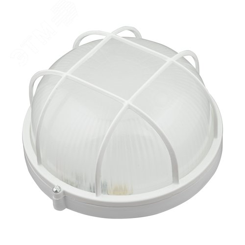 Светильник светодиодный влагозащищенный круг с решеткой дневной 6000K 1200 Лм 188 мм диаметр белый корпус - фото 2