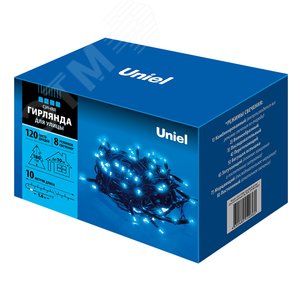 Гирлянда светодиодная с контроллером 10 м ULD-S1000-120/DBA BLUE IP67 120 светодиодов синий свет черный провод - фото 4