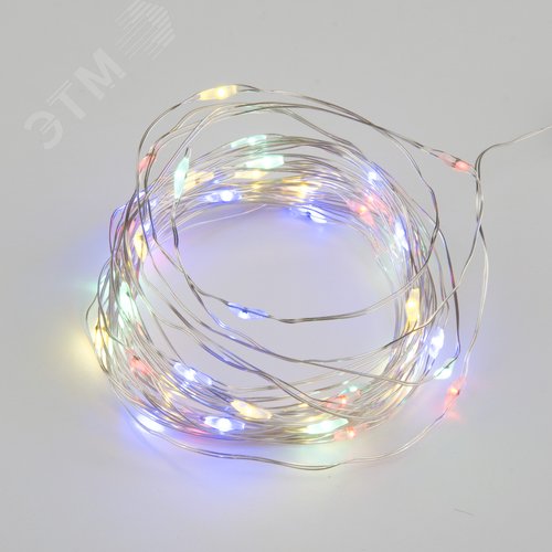 Гирлянда светодиодная на батарейках 2AA не в/к Роса 5 м 50 светодиодов Разноцветный свет Провод медный ULD-S0500-050/SCB/2AA MULTI IP20 DEW - фото 7