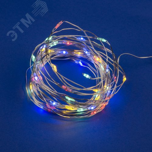 Гирлянда светодиодная на батарейках 2AA не в/к Роса 5 м 50 светодиодов Разноцветный свет Провод медный ULD-S0500-050/SCB/2AA MULTI IP20 DEW - фото 6