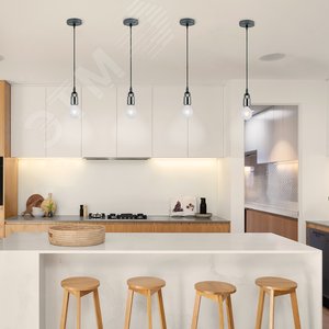 Патрон декоративный серия Techno с проводом (1м) и креплением Материал алюминий DLC-T-S31/E27 TS/1M/BL PEARL BLACK ,Цвет черный жемчуг ТМ - фото 4