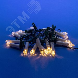 Гирлянда светодиодная Свечки 4 м 20 светодиодов Теплый белый свет Постоянное свечение зеленый проводULD-S0400-020/SGA WARM WHITE IP20 CANDLES - фото 4