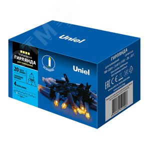 Гирлянда светодиодная Свечки 4 м 20 светодиодов Теплый белый свет Постоянное свечение зеленый проводULD-S0400-020/SGA WARM WHITE IP20 CANDLES - фото 5