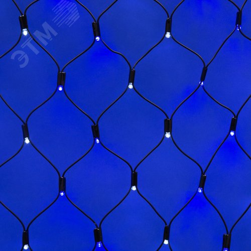 Сетка светодиодная статическое свечение 2*1,5м. Соединяемая 288 светодиодов Бело-синий свет Провод черный TM Uniel - фото 5