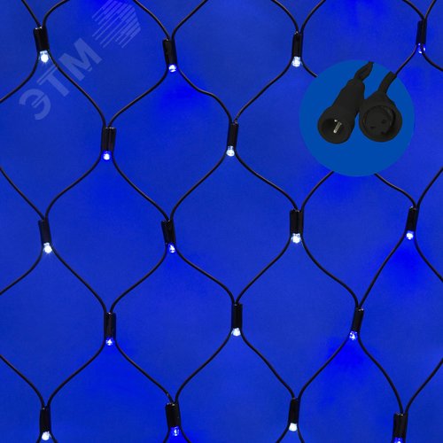 Сетка светодиодная статическое свечение 2*1,5м. Соединяемая 288 светодиодов Бело-синий свет Провод черный TM Uniel - фото 6