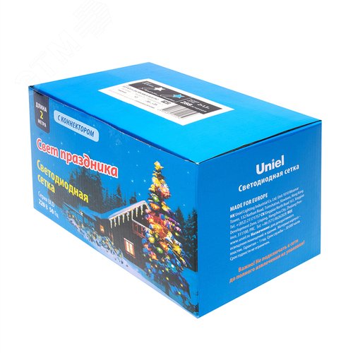 Сетка светодиодная статическое свечение 2*1,5м. Соединяемая 288 светодиодов Бело-синий свет Провод черный TM Uniel - фото 7