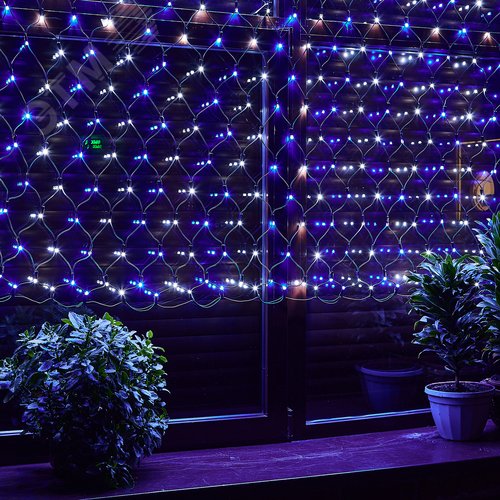 Сетка светодиодная статическое свечение 2*1,5м. Соединяемая 288 светодиодов Бело-синий свет Провод черный TM Uniel - фото 12
