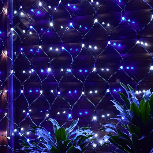 Сетка светодиодная статическое свечение 2*1,5м. Соединяемая 288 светодиодов Бело-синий свет Провод черный TM Uniel - фото 13